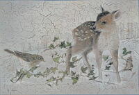 Fawn and Song Thrush